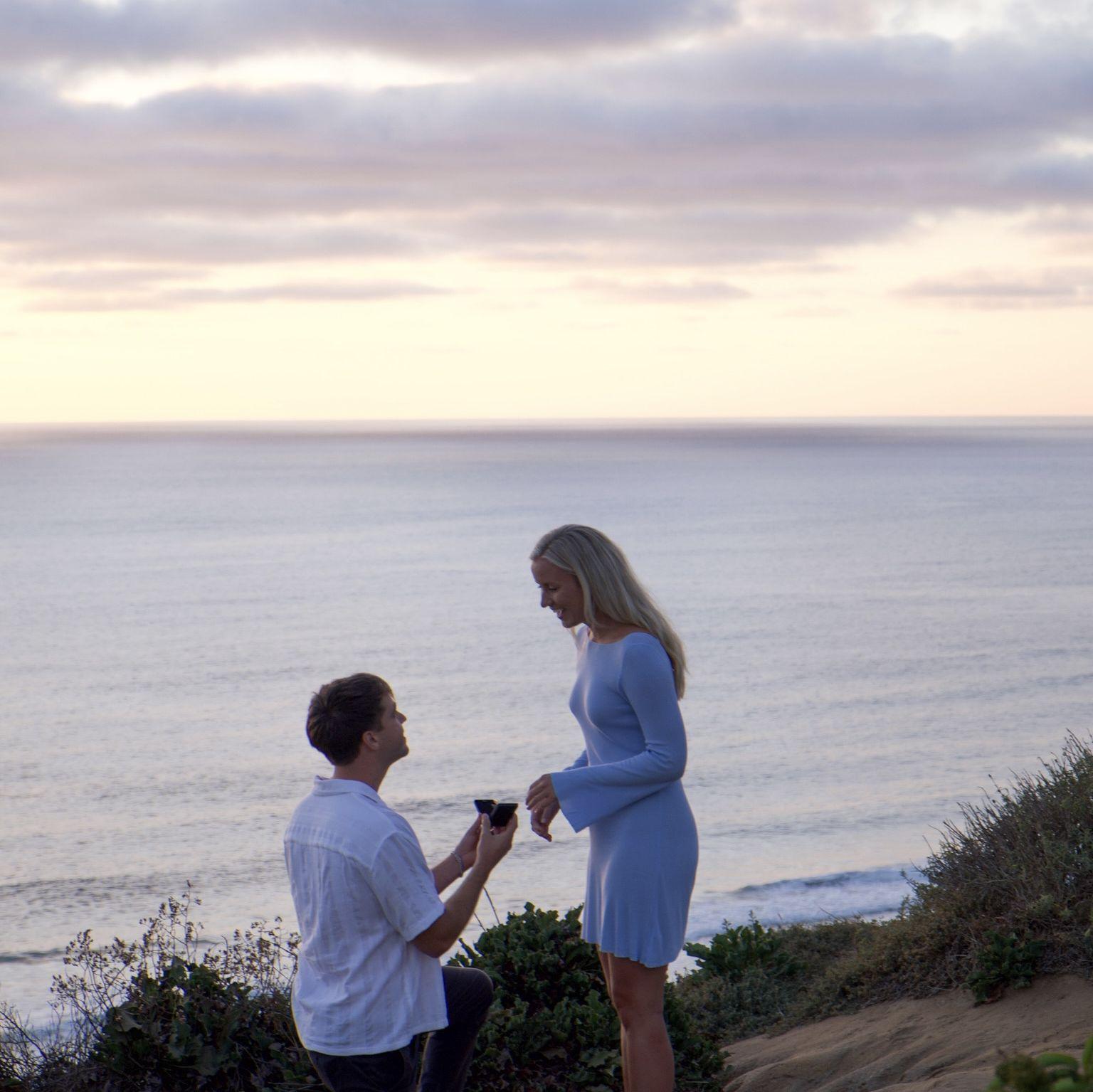 engagement at sunset seat!