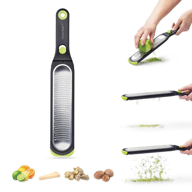 Dreamfarm 1mm Ozest – Fine | Speed Citrus Cheese Nut Food Self-Cleaning POP Button Zester | Easy Fluffy Zest No Pith | Non-Slip Foot, Safer Control | Blade Cover Measures 2 Tbsp | Black/Green…