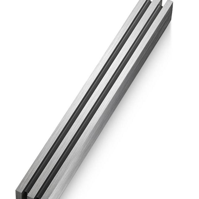 Adi Sidler Mezuzah Case Vertical Laser Cut Channels Brushed Aluminum - Dark Gray