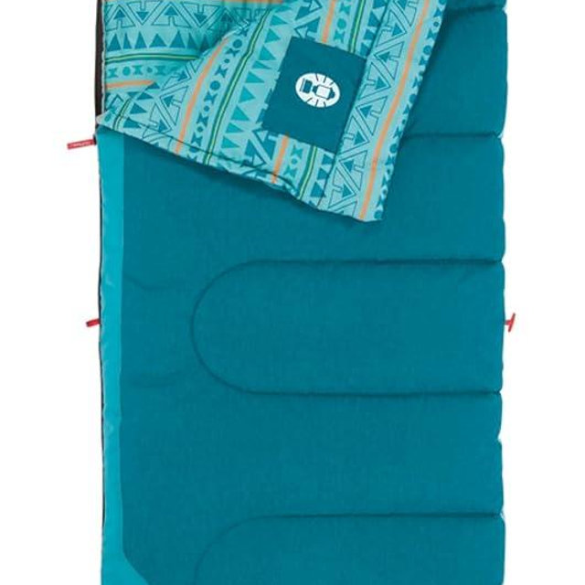 Coleman Kids 50°F Sleeping Bag, Comfortable Youth Sleeping Bag for Sleepovers & Camping, Fits Children up to 5ft Tall, Glow in The Dark Design, Stuff Sack Included, Machine Washable