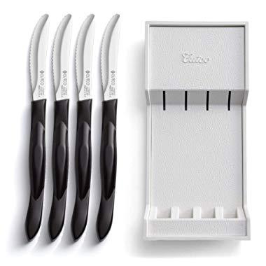 Cutco Table Knives Set of Four with Tray, Four of Cutcos Best-Selling Knife in a Dishwasher-safe Tray, 8.4 Inch Long, 3.4 Inch Double-D Serrated Edge Blades with 5 Inch Classic Brown Handles