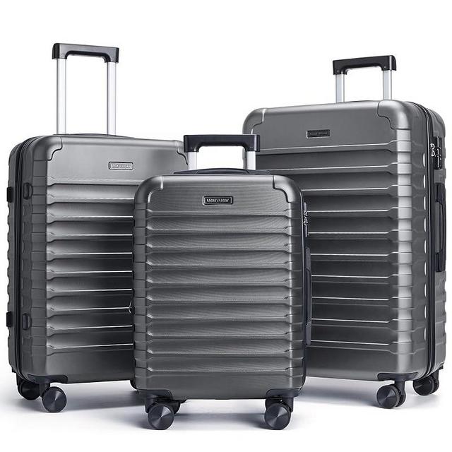 LIGHT FLIGHT Luggage Sets, 3 Piece Durable Suitcase Set with Spinner Wheels, 3 Pcs Hardside Lightweight luggage with TSA Lock, Large Checked Travel Suitcases, 20/24/28 Inch, Gray