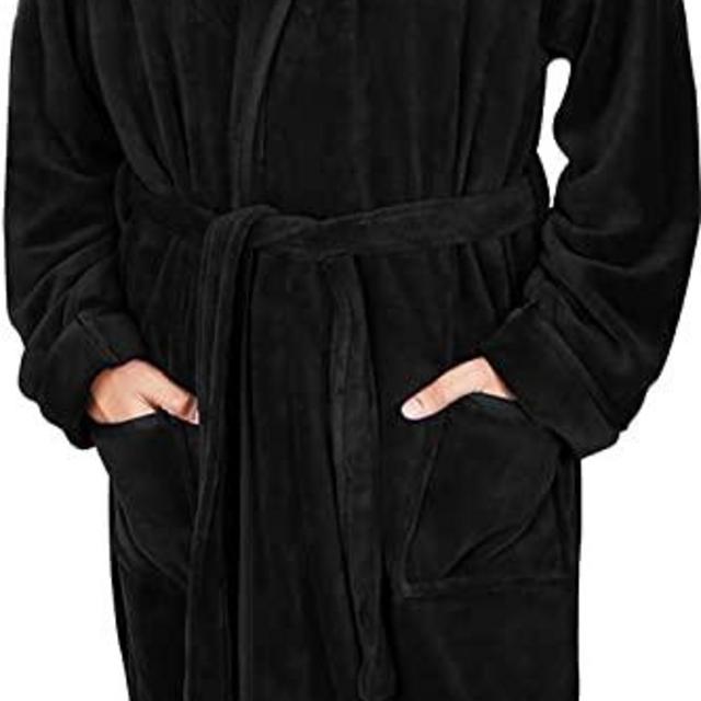 NY Threads Luxurious Mens Shawl Collar Fleece Bathrobe Spa Robe