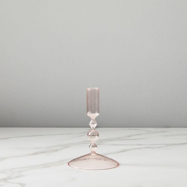 Paradiso Glass Taper Holder, Blush, Small