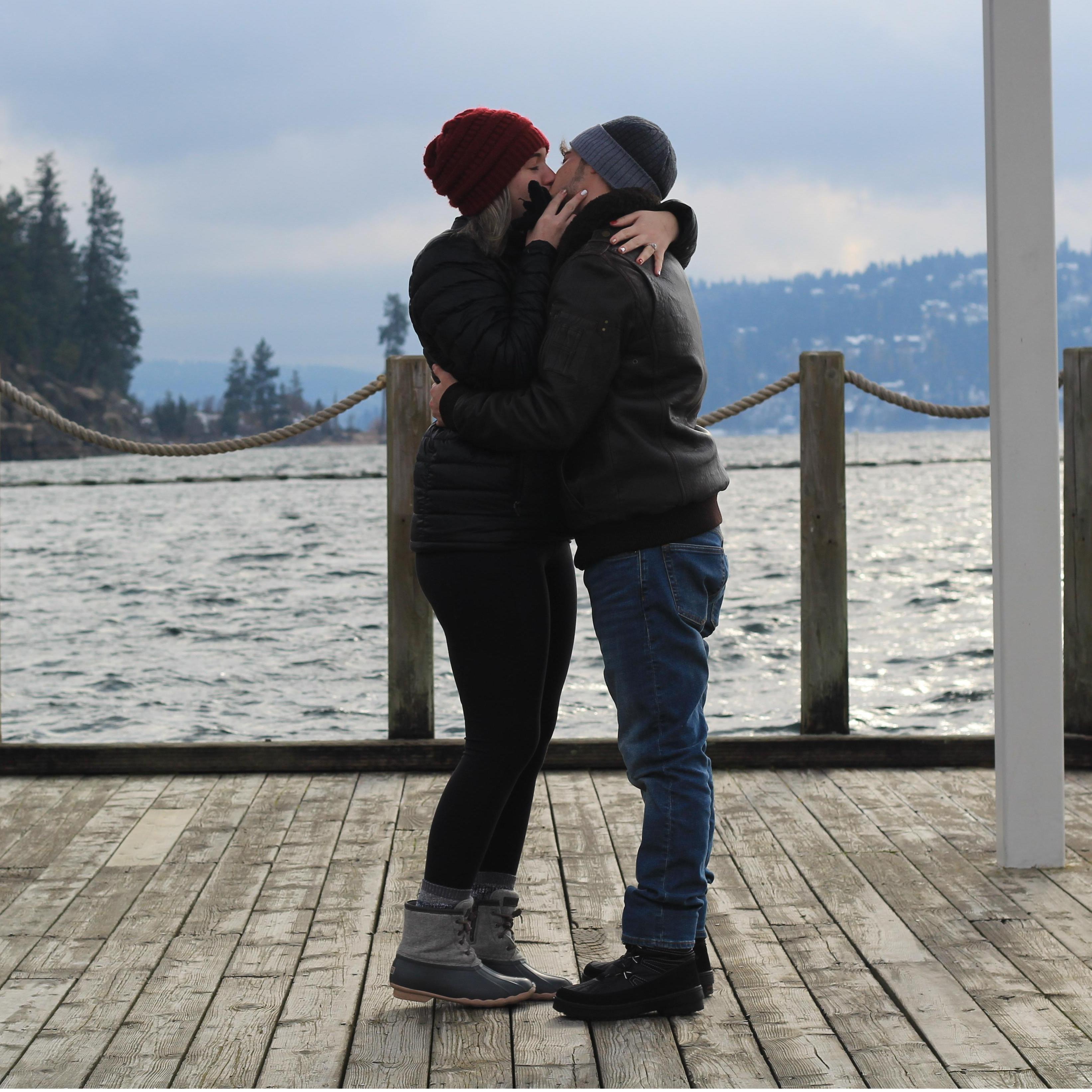 Our first hug&kiss as an engaged couple.