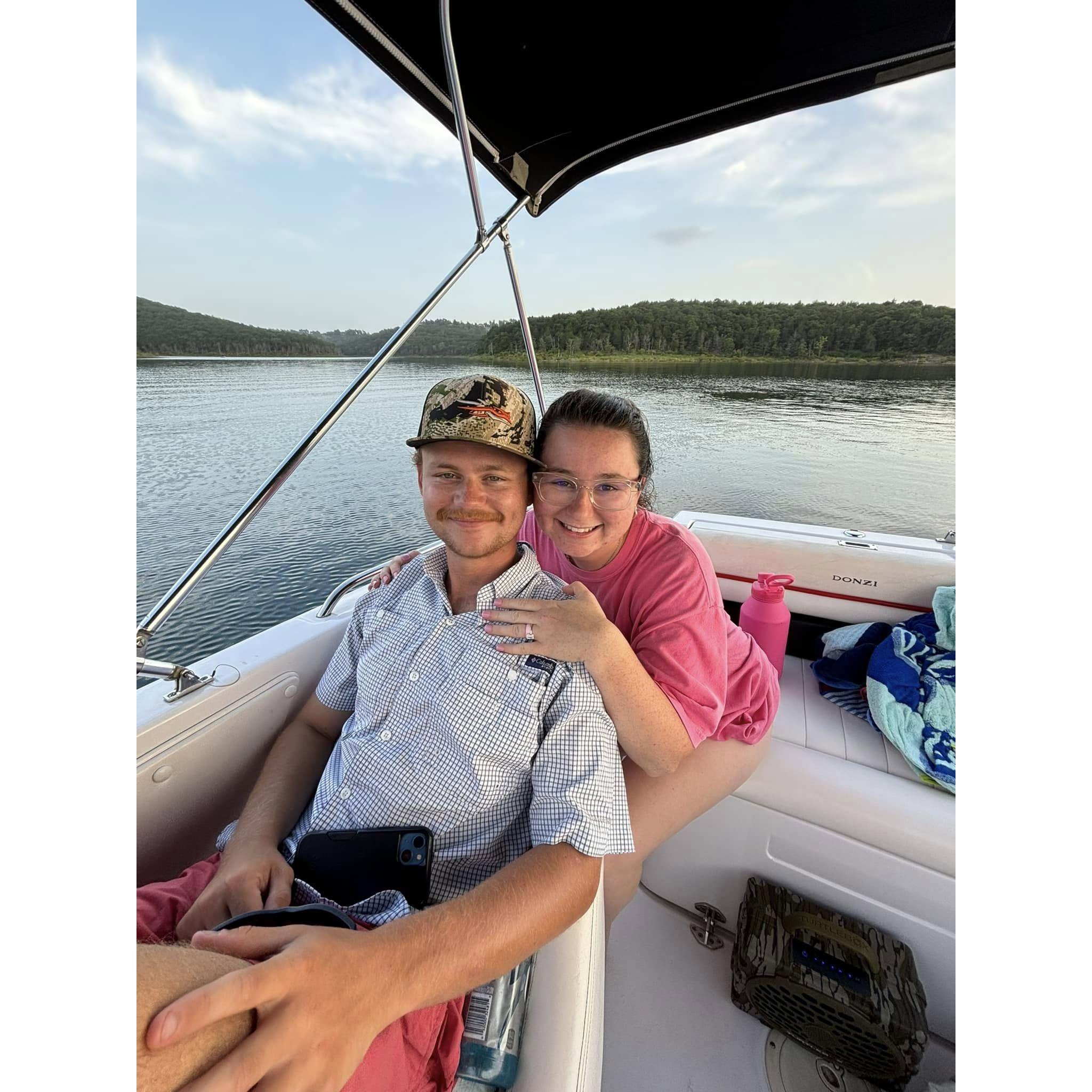 Day of our engagement at Lake Norfork!