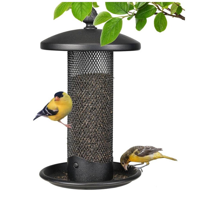 Hanging Finch Feeder - Black Metal