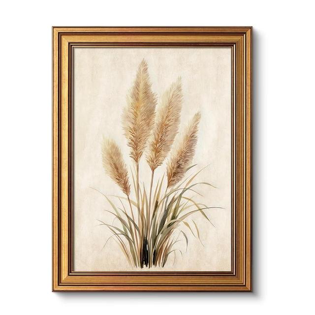 VIYYIEA Vintage Rustic Botanical Bohemian Farmhouse Neutral Wall Art Decor for Living Room Bedroom, Aesthetic Pampas Grass Watercolor Minimalist Pictures,12x16inch,Gold Framed Canvas Prints Paintings
