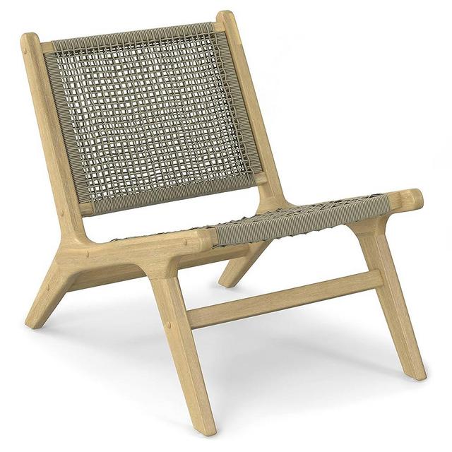 SIMPLIHOME Kendie 23 Inch Wide Contemporary Outdoor Indoor Lounge Chair in Natural Taupe Rope, For the Living Room and Family Room