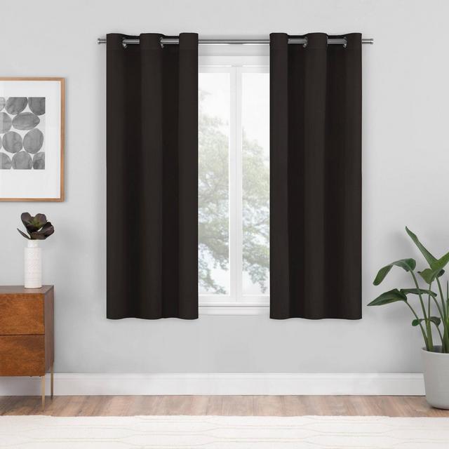Set of 2 (63"x37") Shadow Blackout Curtain Panels Black - Eclipse