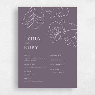 Dark Mauve, Purple Wedding Program - Emeline