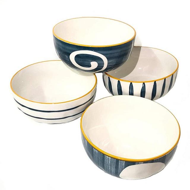 PCheng Cereal Bowls, 22 OZ Ceramic Ramen Noodles Bowl Set of 4 for Soup, Salad, Dumpling, Rice, Dessert - Microwave and Dishwashers Safe