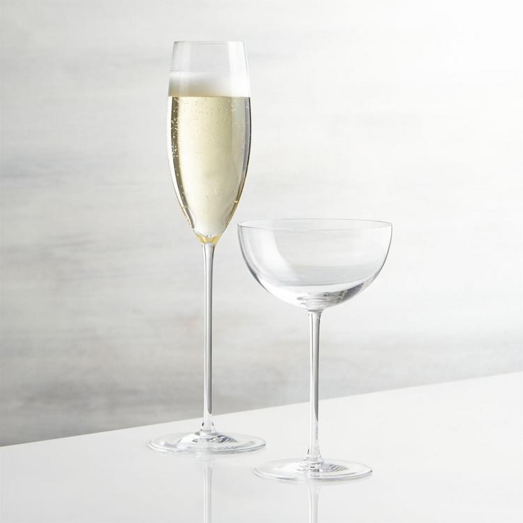 Crate and Barrel, Camille Long Stem Champagne Coupe Glass, Set of 4 - Zola