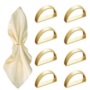 8 Pcs Matt Gold Napkin Rings - Metal Napkin Ring,Stainless Steel Napkin Rings for Table Settings Wedding Christmas Party Dinner Table(Semicircle)