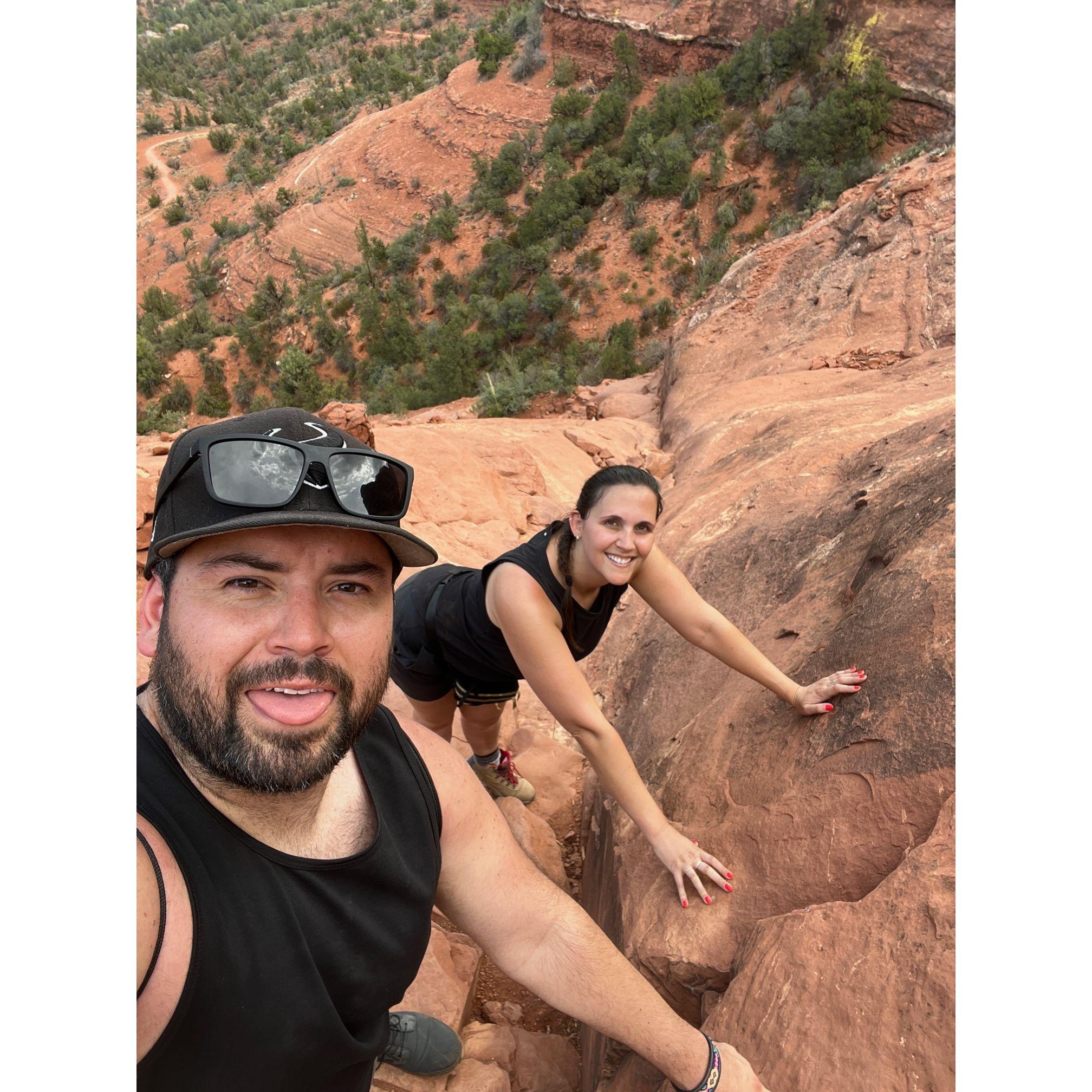 On the way down the mountain post-hike at Cathedral Rock.