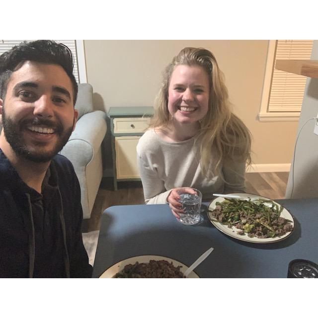 Katherine came over and made us our first dinner together in our new apartment!