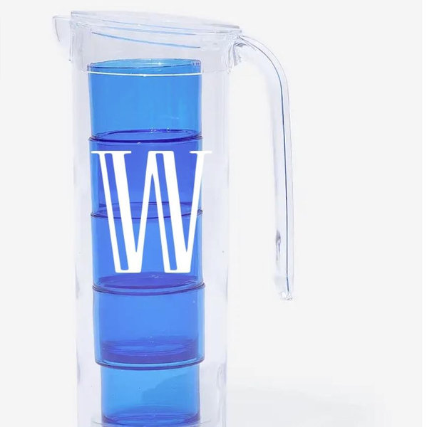 Monogrammed Acrylic Pitcher with Nesting Cups