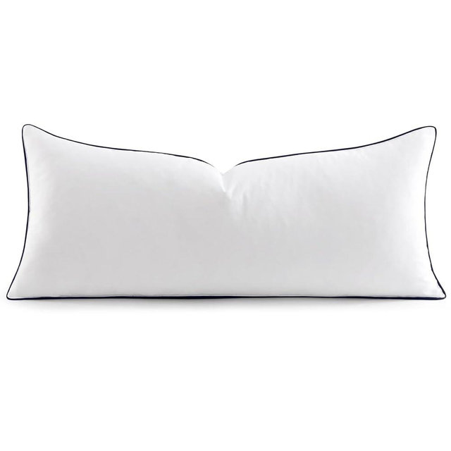 MIULEE Goose Feather Down 14x36 Pillow Insert with 100% Down-Proof Cotton Cover, Soft Fluffy Decorative Pillow for Sofa Bed Couch Living Room White