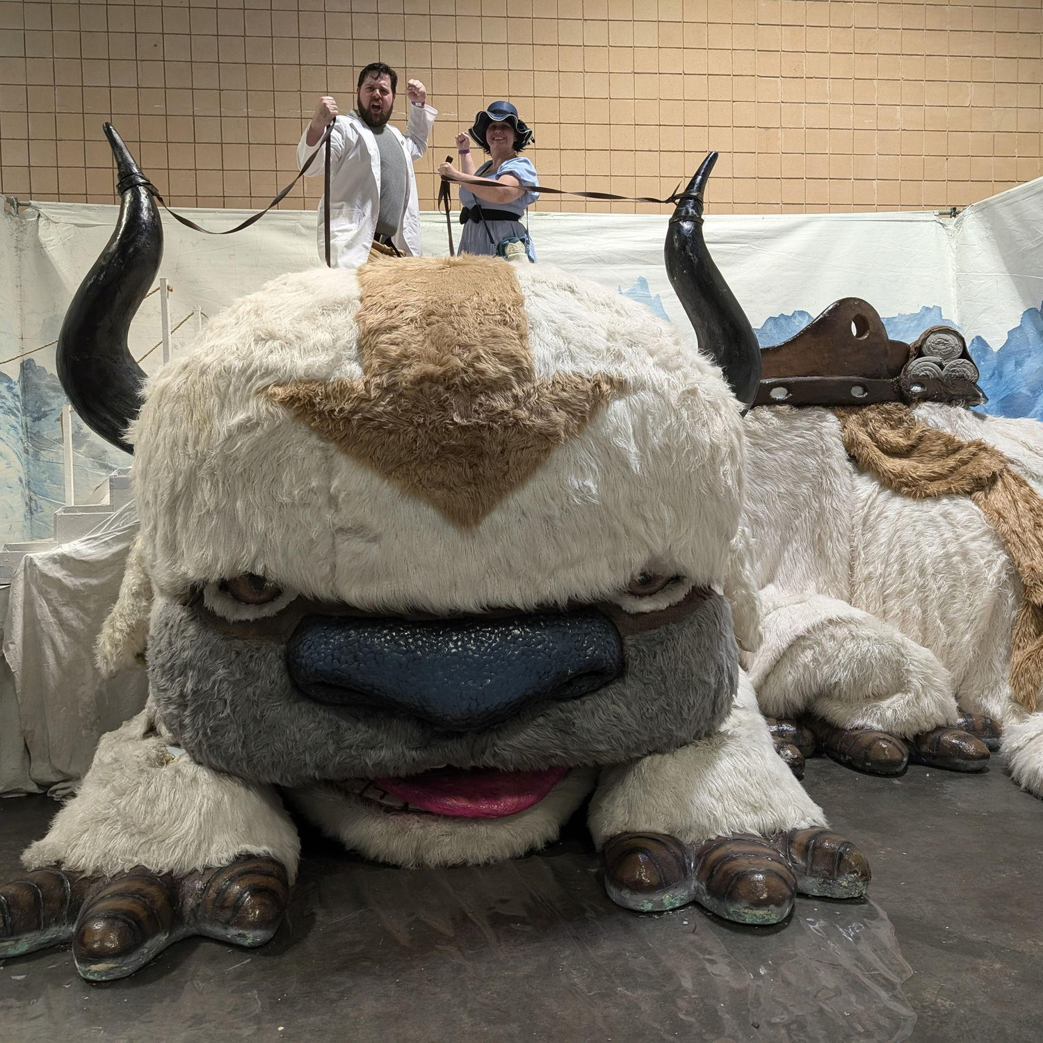 Our 1st time cosplaying together! We are dressed as Okabe and Mayuri from Johnny's favorite anime, Steins;Gate. We did a photo op with Appa from Avatar: The Last Airbender. (Aug. 2024)