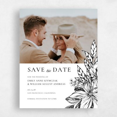 White Wedding Save the Date - Gardner Portrait