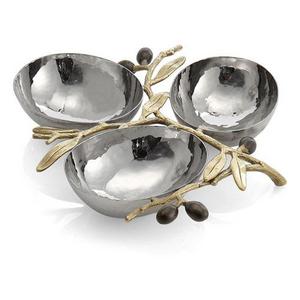 Michael Aram Olive Branch Gold Triple Compartment Dish