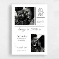 White Wedding Invitation - Vianne Multiphoto