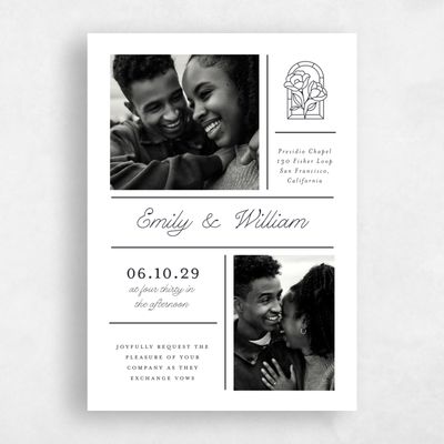 White Floral Wedding Invitation - Vianne Multiphoto
