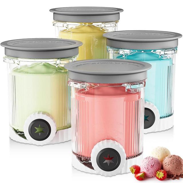 Creami Swirl Pints & Lids for Ninja Swirl Ice Cream Maker NC700 Series, Swirl Container Replacement for Ninja Creami, BPA-Free & Dishwasher Safe (Grey, 4Pcs)
