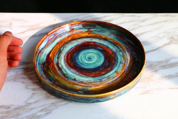 Handmade Artisan Pottery Dinner Plate, Ceramic Dinner Plate, Handmade Dinner Plate, Unique Dinner Plate, Artisan Dishes, Decorative Plate