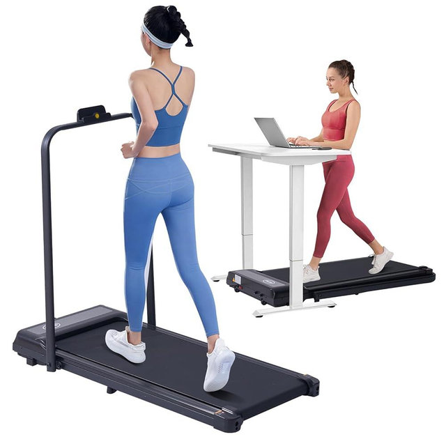 Portable Treadmill with Handles, 3.5HP Electric Small Treadmills for Home Small Spaces, 400LBS Walking Pad Treadmills with Handle Bar, Compact Running Treadmill for Home Office Apartment