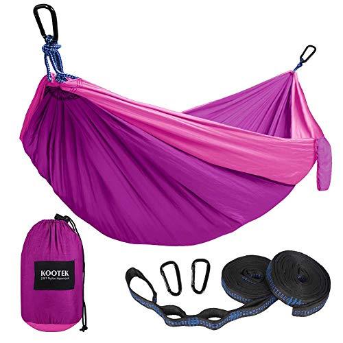 Kootek Camping Hammock Double & Single Portable Hammocks with 2 Tree Straps, Lightweight Nylon Parachute Hammocks for Backpacking, Travel, Beach, Backyard, Patio, Hiking