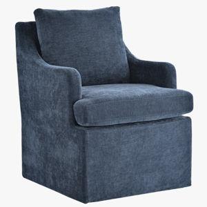 Navy, Upholstered Dining Chairs with Caster - Navy