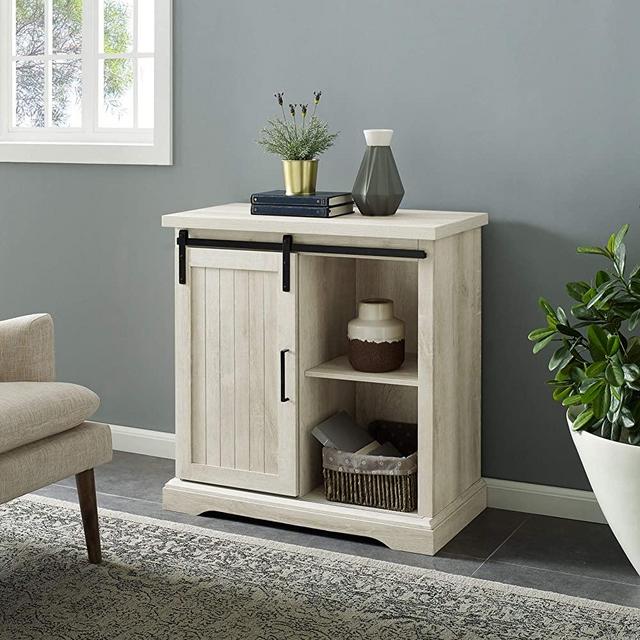 WE Furniture Modern Farmhouse Buffet Entryway Bar Cabinet Storage, 32 Inch, White