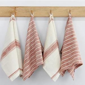 KAF Home Natural Rustic Farmhouse Slubbed Kitchen Towel | 100% Cotton Dish Towel, 18 x 28 Inches | Soft and Absorbent (Rust, 18 x 28-4 Pack)