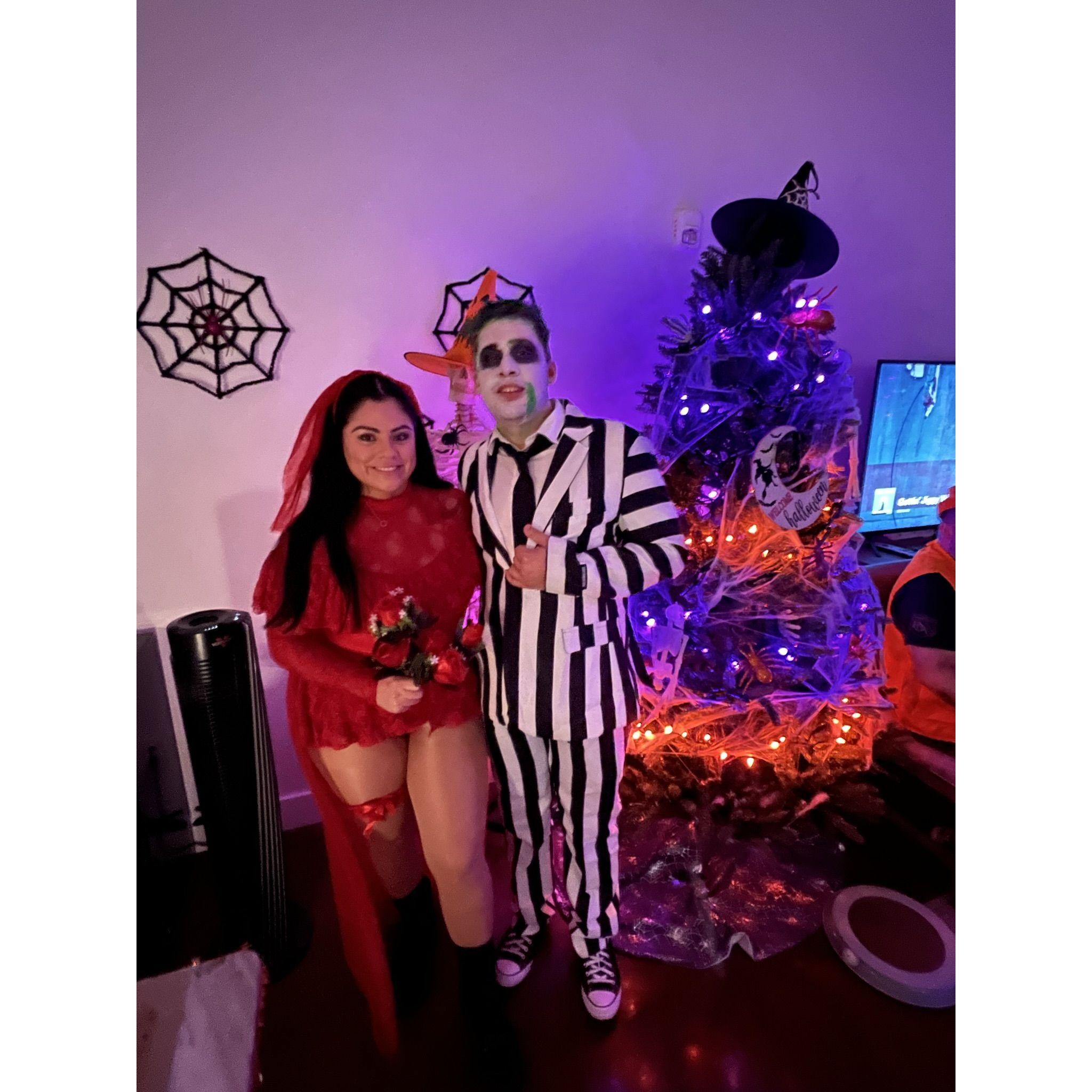 2nd Halloween as Beetle Juice and Lydia
