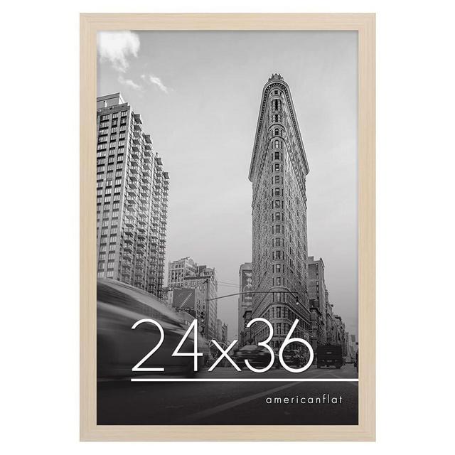 Americanflat 24x36 Poster Frame in Light Wood - Composite Wood with Polished Plexiglass - Horizontal and Vertical Formats for Wall with Included Hanging Hardware