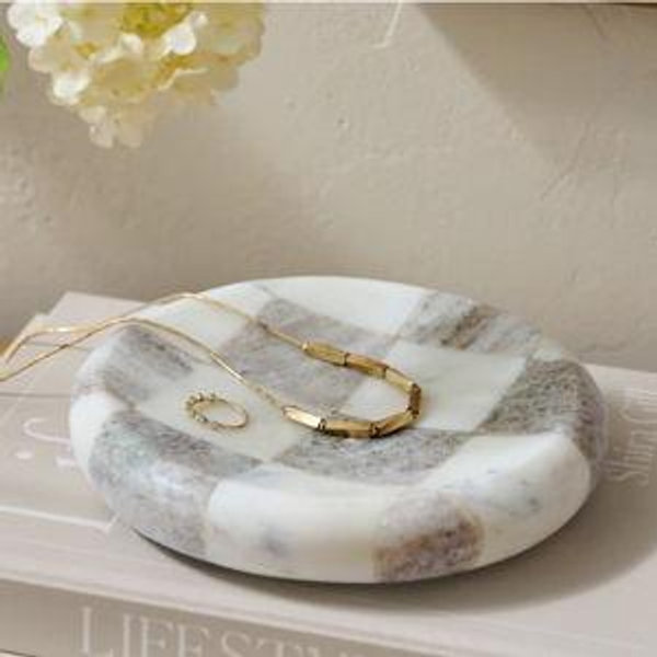Everett Checkered Marble Trinket Tray