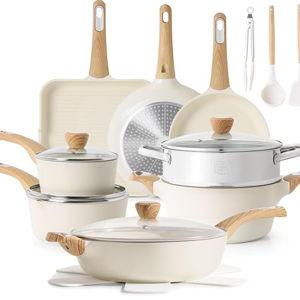 SENSARTE Ceramic Cookware Sets, Pots and Pans Set Nonstick, 20-Piece Induction Cookware, Non-toxic Healthy Non Stick Kitchen Cooking Set with Stay-Cool Handles, PFAS PTFE PFOA PFOS Free