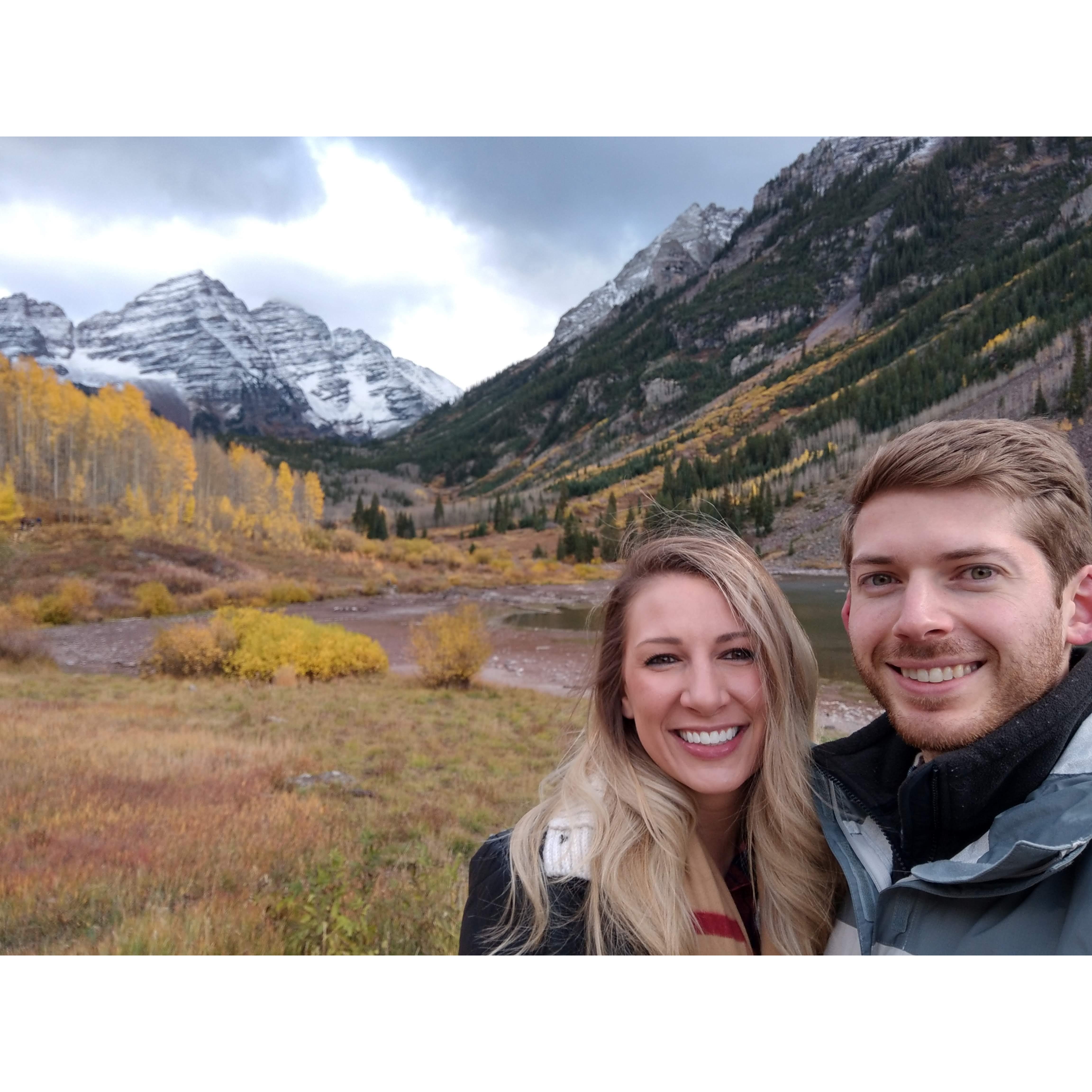 Maroon Bells in Aspen, Colorado. October 2018
