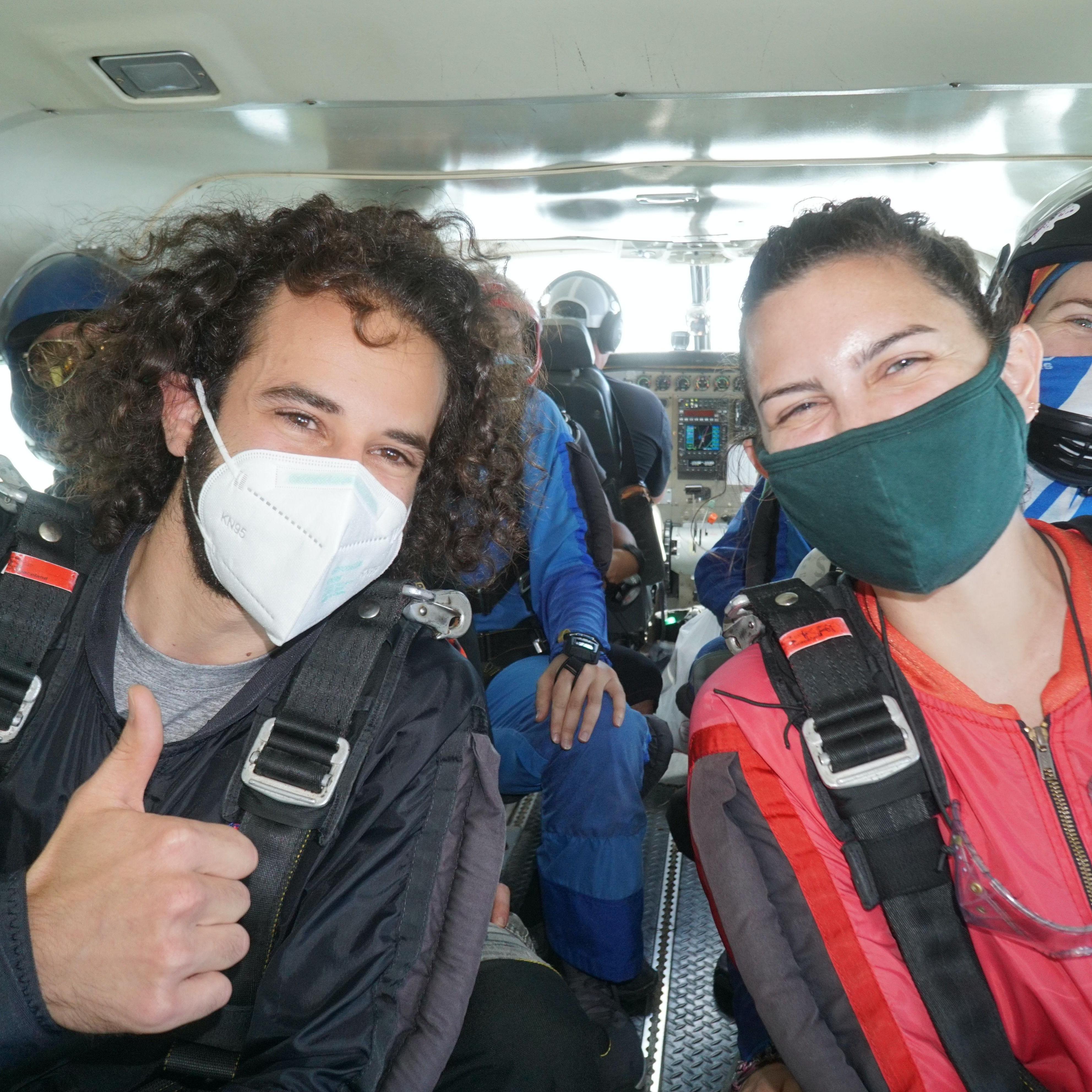 moments before jumping out of a plane
