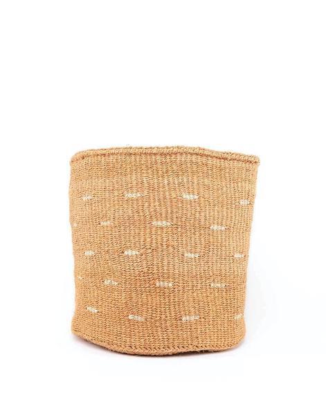 Polka Dot Sisal Basket - White