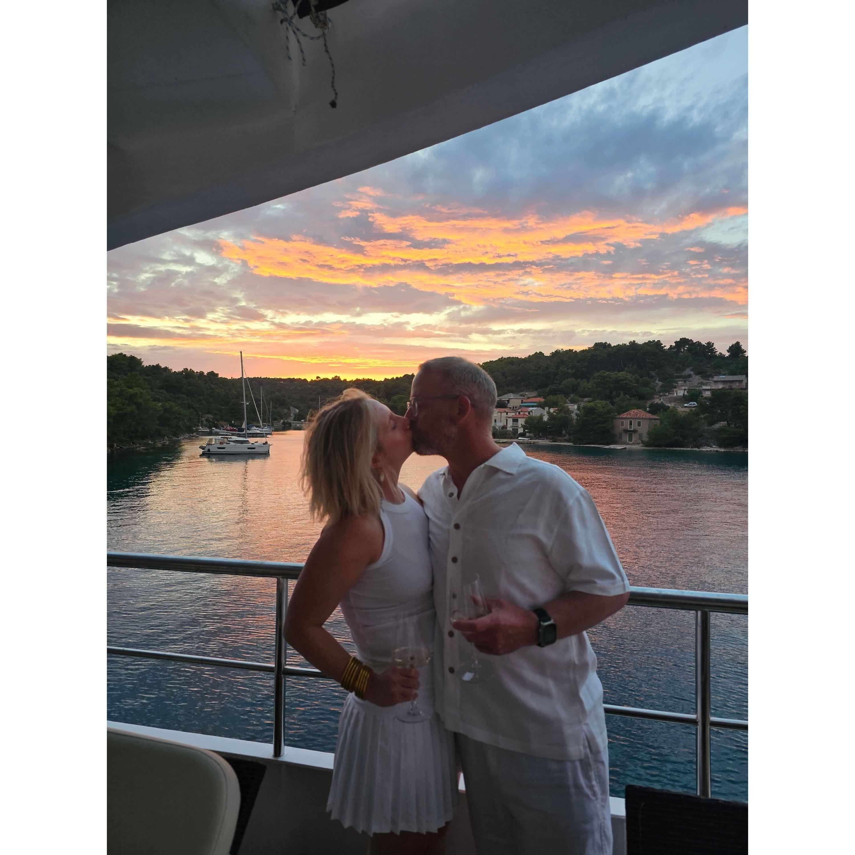 A quick sunset kiss at the white party, Croatia - June 2024