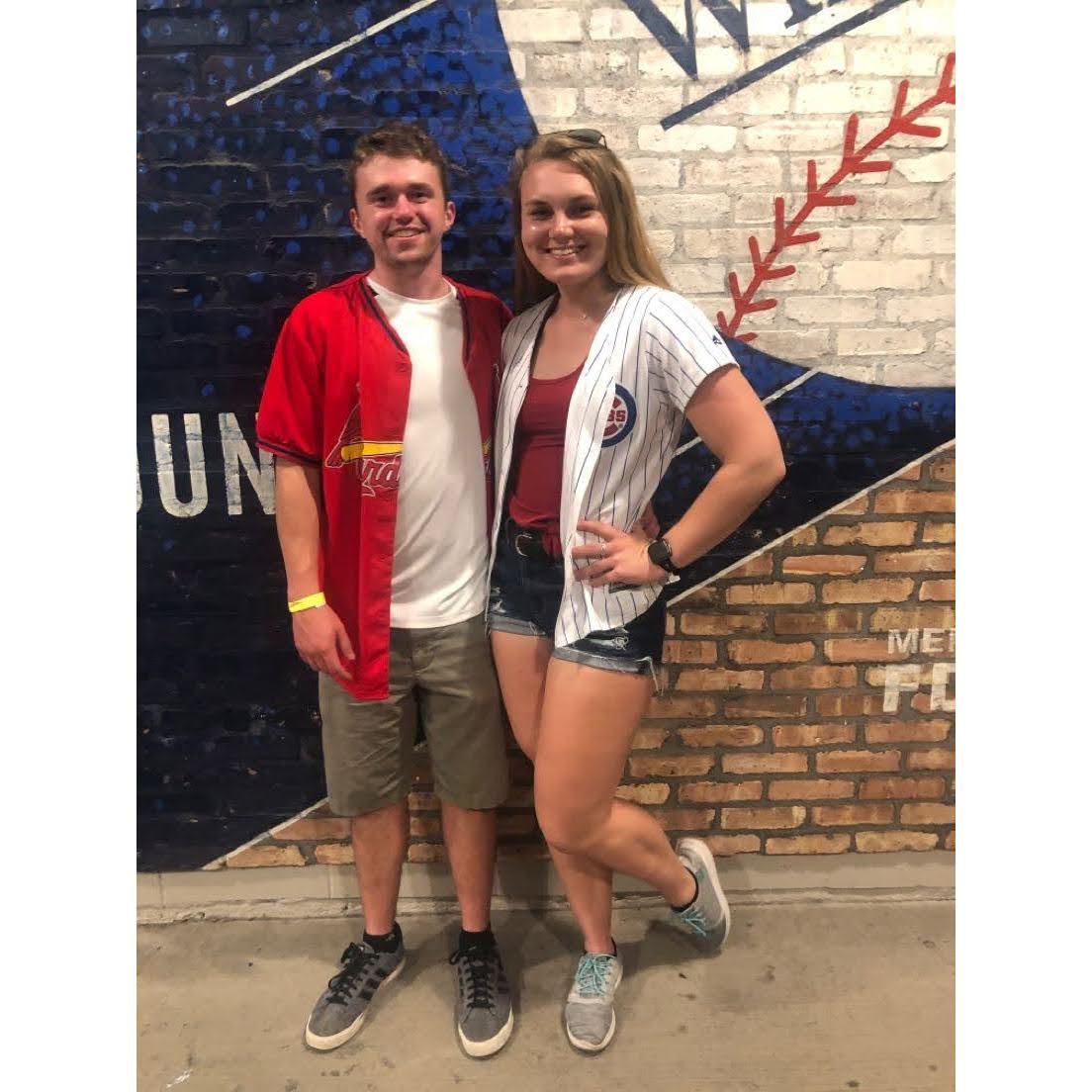 Our first Cubs vs Cardinals game together, luckily the Cubs came out on top!