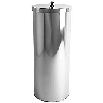 Freestanding Toilet Paper Holder With Lid by MAYA - Brushed-Nickel Finish