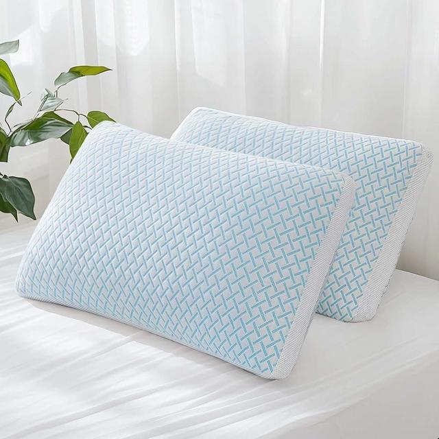 Shredded Memory Foam Cooling Soft Pillows King Size Set of 2, Adjustable Hypoallergenic Hotel Quality Bed Pillow for Side, Back and Stomach Sleeper, Bamboo Viscose Cover, Oeko-TEX Certified