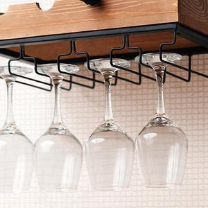 Kenley Wall Mounted Modern Wine Rack with Glass Holder - Rustic Wood - Horizontal Floating Hanging Shelf for 4 Bottles - Metal Bar Stemware Storage Racks for 12 Glasses