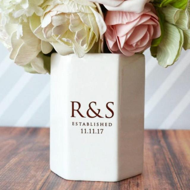 Wedding Gift or Wedding Centerpiece Vase - Modern Vase - Hexagon Shape