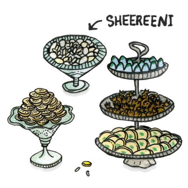 An assortment of homemade sweets shared with guests directly after the ceremony.