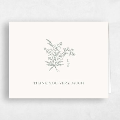 Deep Sage, Beige Wedding Thank You - Artura Landscape