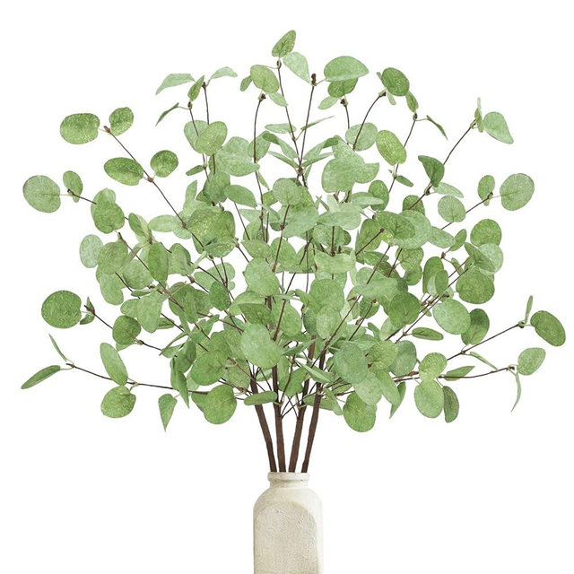 Ruidazon 4 Pcs Artificial Eucalyptus Stems Leaves, 26.3" Real Touch Leaf Faux Tall Greenery Branches for Vase Wedding Bouquet Centerpiece Flower Arrangement Home Office Spring Decoration